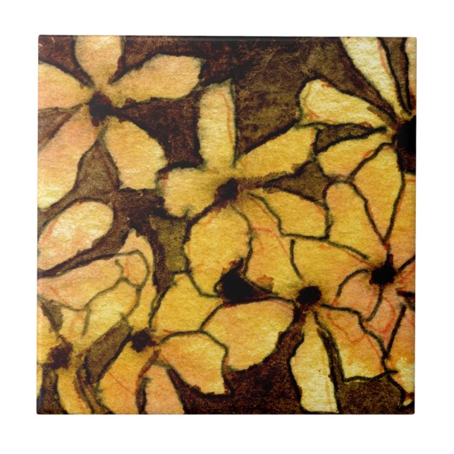 "Freaky Floral #4" Kitchen Garden Ceramic Tile (Front)