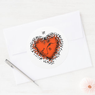 Freaky heart v3 classic round sticker