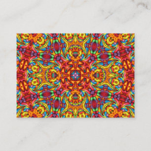 Freaky Tiki Red Vintage Fractal Kaleidoscope Business Card