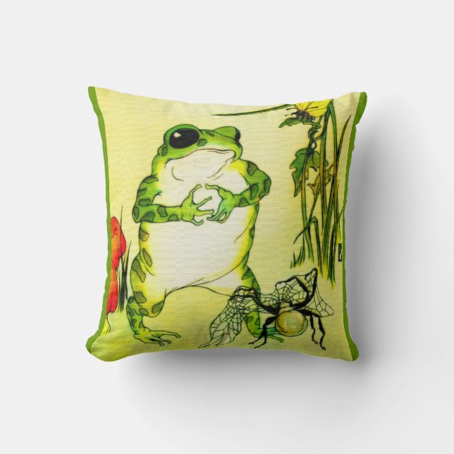 Freckle Frog Throw Pillow (Front)