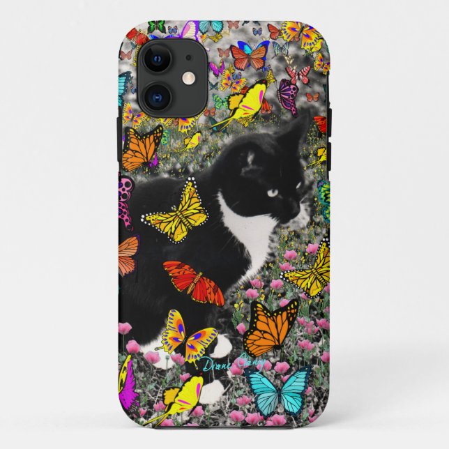Freckles in Butterflies - Tuxedo Kitty Case-Mate iPhone Case (Back)