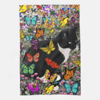Freckles in Butterflies - Tuxedo Kitty Kitchen Towel
