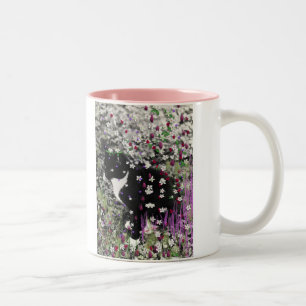 Freckles in Flowers I - Tux Cat Two-Tone Coffee Mug