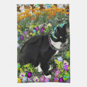 Freckles in the Hunt for Easter Eggs Kitchen Towel