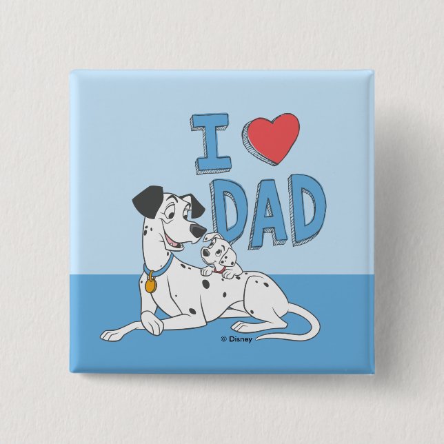 Freckles & Pongo - I Love Dad 2 Inch Square Button (Front)