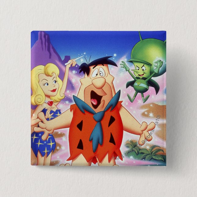 Fred Flintstone Under A Spell 2 Inch Square Button (Front)