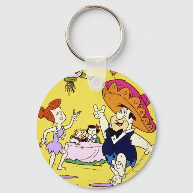Fred Flintstone Wilma Barney and Betty Fiesta Keychain (Front)