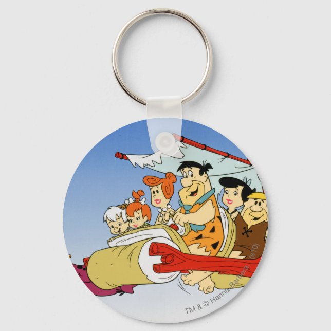 Fred Flintstone Wilma Barney and Betty PEBBLES™ Keychain (Front)