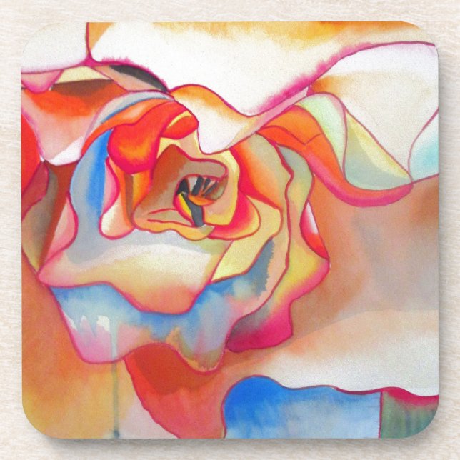 Fred martin begonia watercolour art coaster (Front)