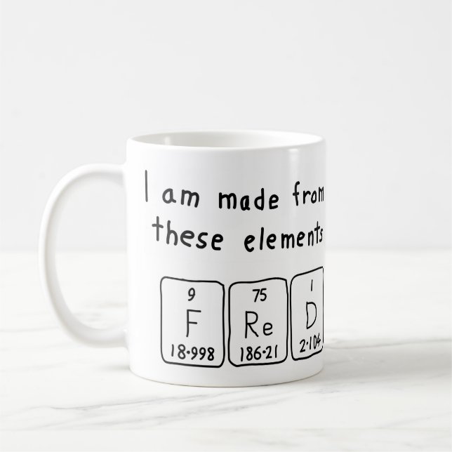 Fred periodic table name mug (Left)