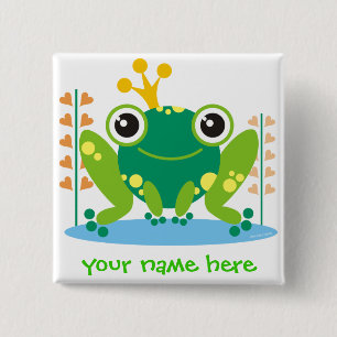 fred the froggy 2 inch square button