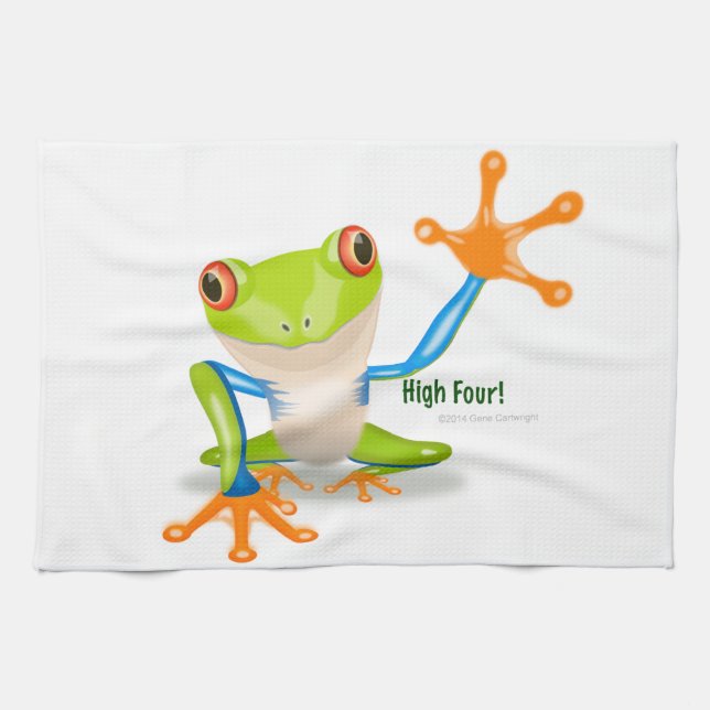Freddie Frog "High Four" Kitchen Towel (Horizontal)