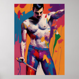 Freddie Mercury Digital Oil Painting Poster