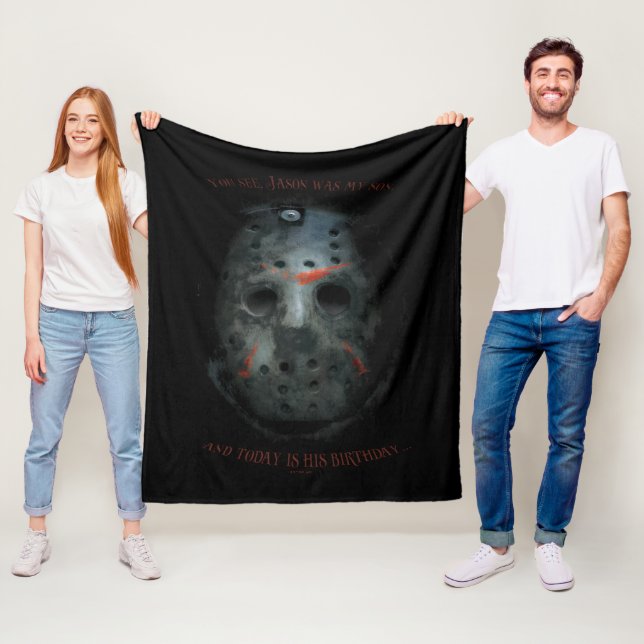 Freddy vs. Jason | Jason Mask Quote Fleece Blanket (In Situ)