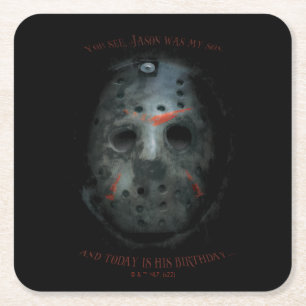 Freddy vs. Jason   Jason Mask Quote Square Paper Coaster