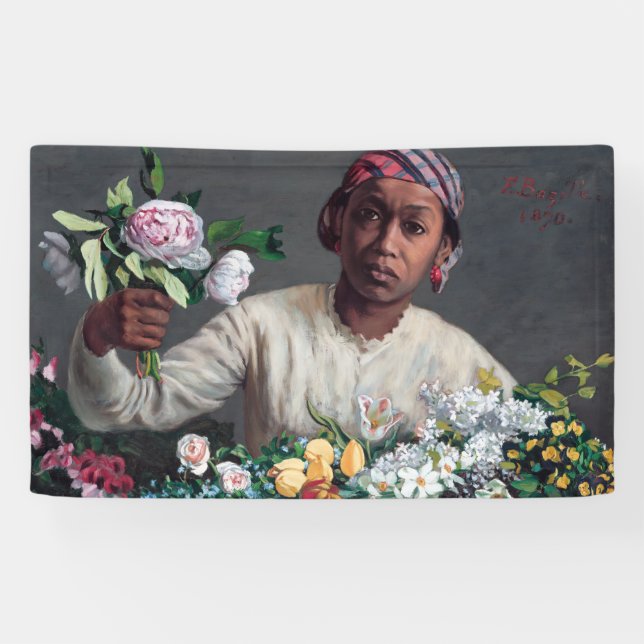 Frederic Bazille - Young Woman with Peonies Banner (Horizontal)