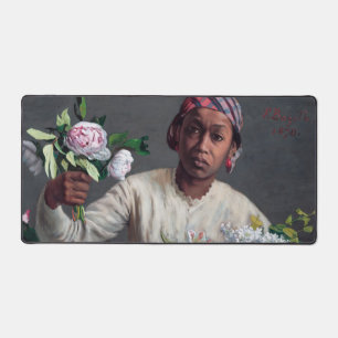 Frederic Bazille - Young Woman with Peonies Desk Mat