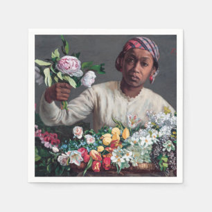 Frederic Bazille - Young Woman with Peonies Napkin