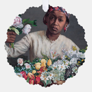 Frederic Bazille - Young Woman with Peonies Ornament Card