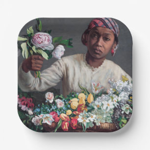 Frederic Bazille - Young Woman with Peonies Paper Plate