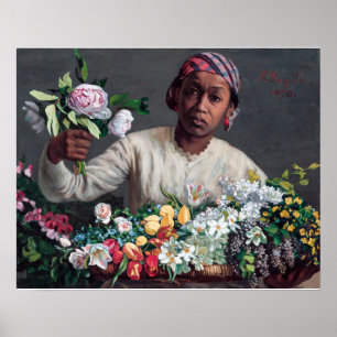 Frederic Bazille - Young Woman with Peonies Poster