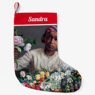 Frederic Bazille - Young Woman with Peonies Small Christmas Stocking