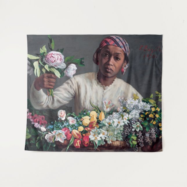 Frederic Bazille - Young Woman with Peonies Tapestry (Front (Horizontal))