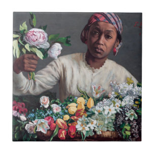 Frederic Bazille - Young Woman with Peonies Tile