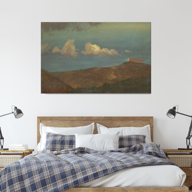 Frederic Edwin Church - Hilly Landscape  Canvas Print (Insitu(Bedroom))