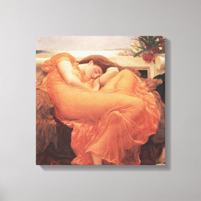 Frederic Lord Leighton Flaming June Square Art Canvas Print (Front)