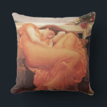 Frederic Lord Leighton Flaming June Square Art Throw Pillow<br><div class="desc">Flaming June is a 1895 oil painting by Frederic Lord Leighton. It depicts a reclining female figure in a fiery orange dress, surrounded by lush vegetation. The painting is considered to be one of Leighton's masterpieces, and it is often interpreted as a symbol of summer heat and passion.</div>