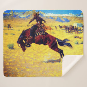 Frederic Remington A Cold Day On The Range Sherpa Blanket