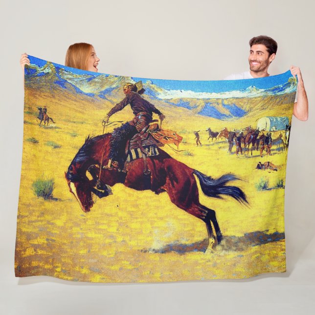 Frederic Remington A Cold Morning on the Range Fleece Blanket (In Situ)