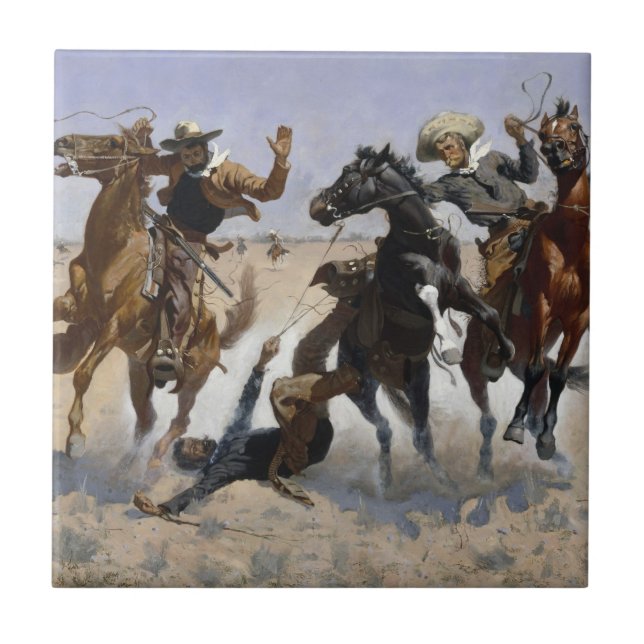 Frederic Remington - Aiding a Comrade Tile (Front)