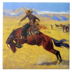Frederic Remington Art “A Cold Morning on the Rang Tile