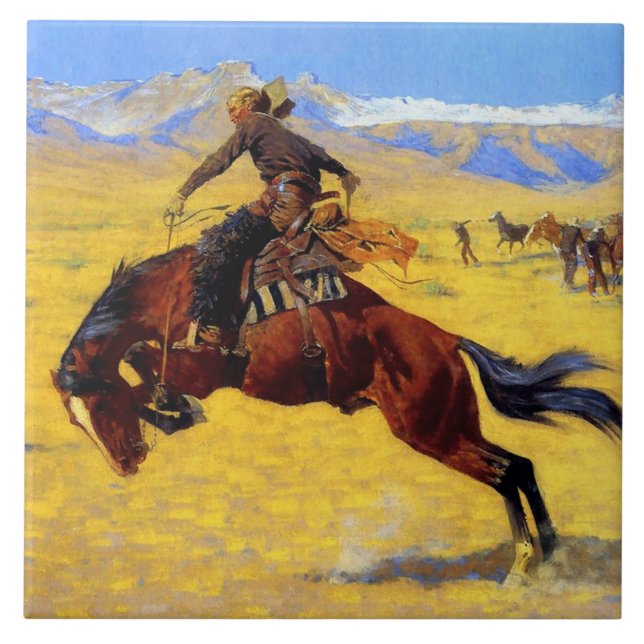 Frederic Remington Art “A Cold Morning on the Rang Tile (Front)