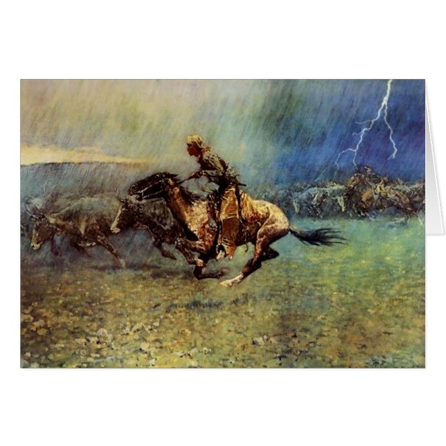 Frederic Remington Art Occidental "The Stampede" (Devant horizontal)