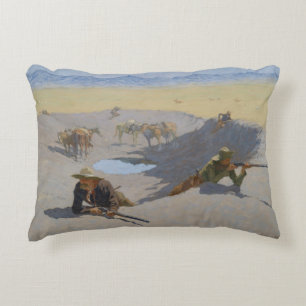 Frederic Remington - Fight for the Waterhole Accent Pillow
