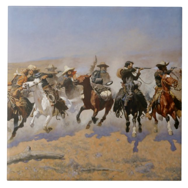 Frederic Remington Painting “Dash For The Timber” Tile (Front)