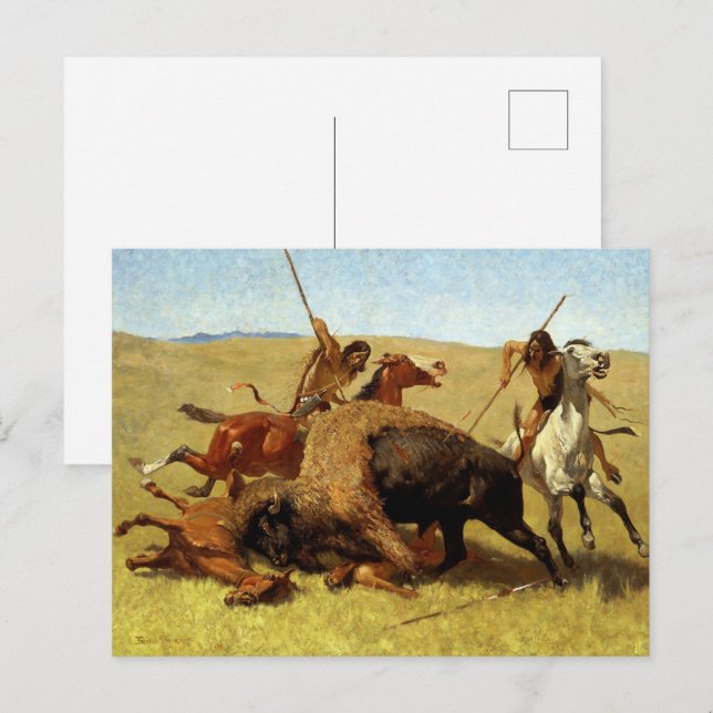 Frederic Remington The Buffalo Hunt Postcard (Front/Back)