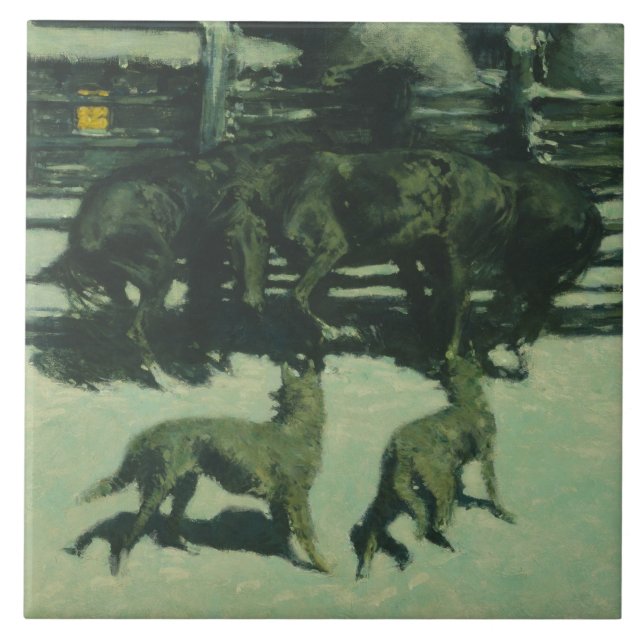 Frederic Remington - The Call for Help Tile (Front)