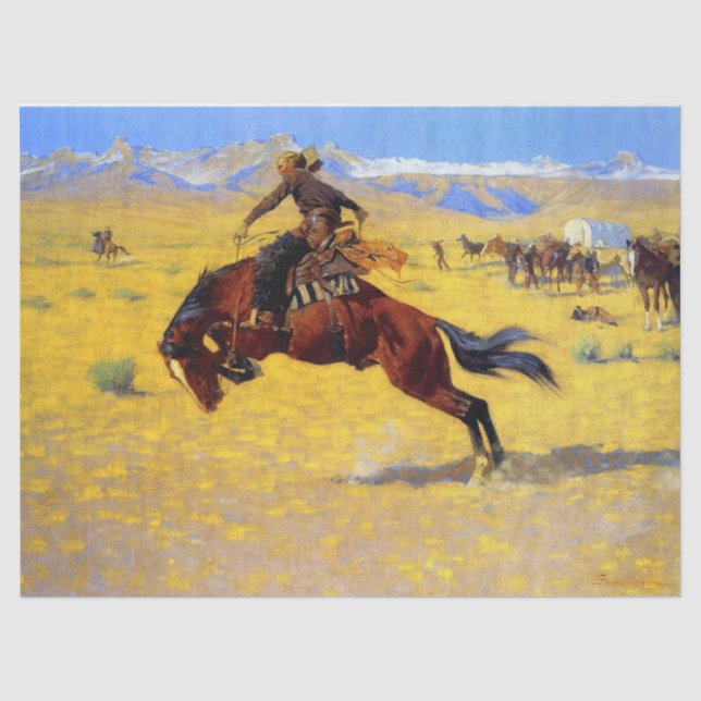 Frederic Remington Western Art “A Cold Morning” Ti Tissue Paper (Front)