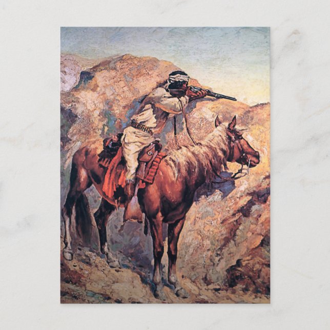 Frederic Remington Western Art “Apache Ambush” Postcard (Front)