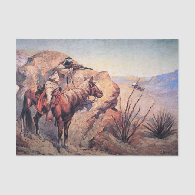 Frederic Remington Western Art “Apache Ambush” Tissue Paper (Front)