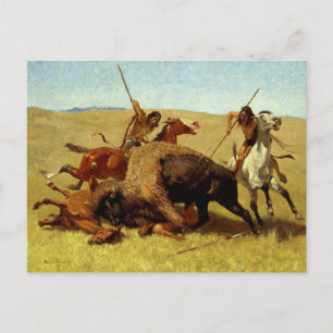 Frederic Remington Western Art “Buffalo Hunt” Postcard