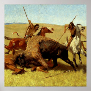 Frederic Remington Western Art “Buffalo Hunt” Poster