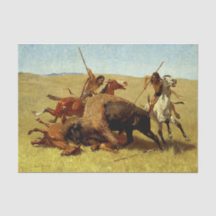 Frederic Remington Western Art “Buffalo Hunt” Tissue Paper