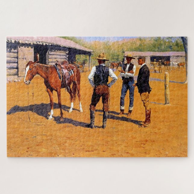 Frederic Remington Western Art “Buying Ponies” Jigsaw Puzzle (Horizontal)