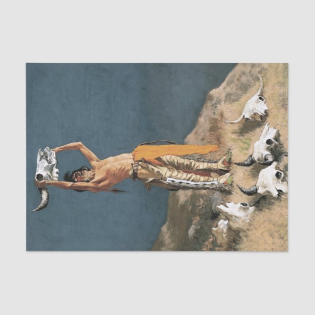 Frederic Remington Western Art “Conjuring the Buff Tissue Paper (Front)