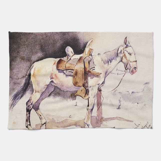 Frederic Remington Western Art Mexican Pony Kitchen Towel (Horizontal)